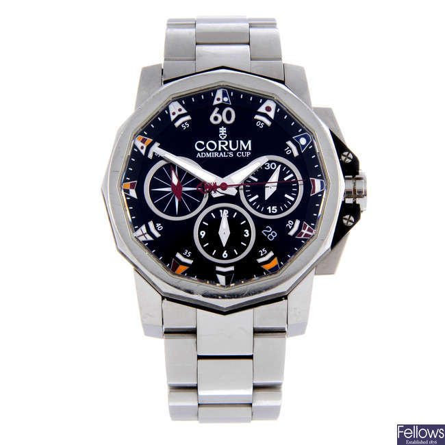 CORUM - a gentleman's stainless steel Admiral's Cup Chronograph bracelet watch.