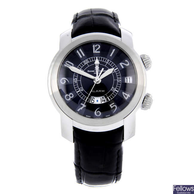 BAUME & MERCIER - a limited edition gentleman's stainless steel Capeland GMT Alarm wrist watch.