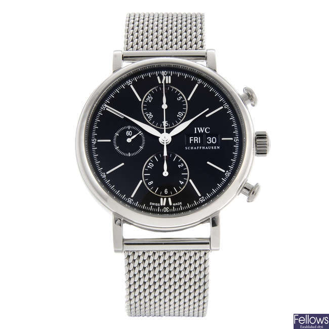 IWC - a gentleman's stainless steel Portofino chronograph bracelet watch.