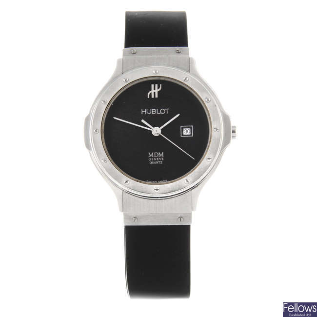 HUBLOT - a mid-size stainless steel MDM wrist watch.