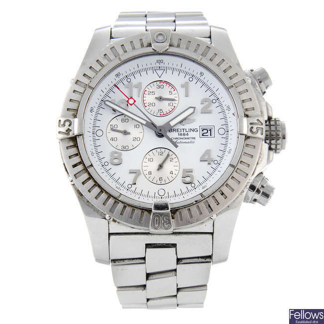 BREITLING - a gentleman's stainless steel Super Avenger chronograph bracelet watch.