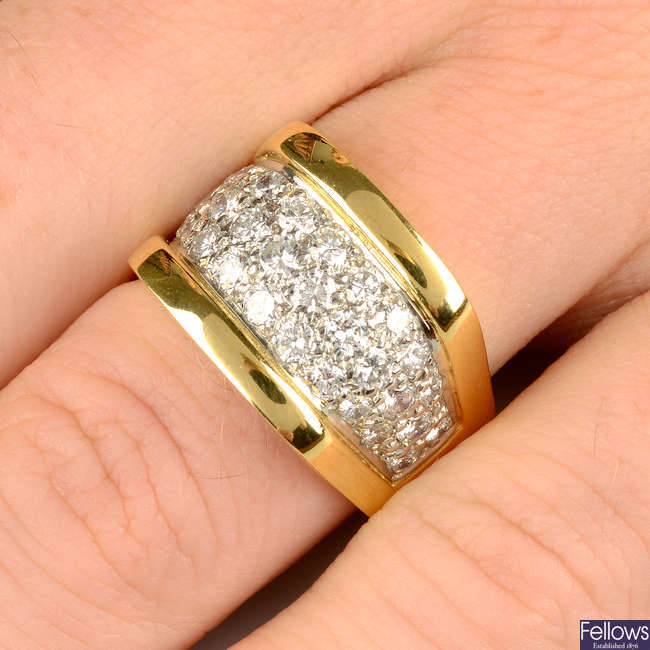 A pavé-set diamond dress ring.