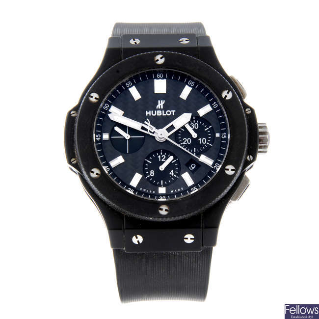 HUBLOT - a gentleman's ceramic Big Bang Black Magic chronograph wrist watch.