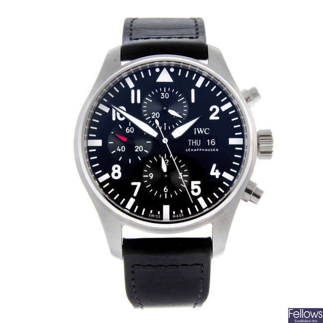 IWC - a gentleman's stainless steel Pilot's chronograph wrist watch.