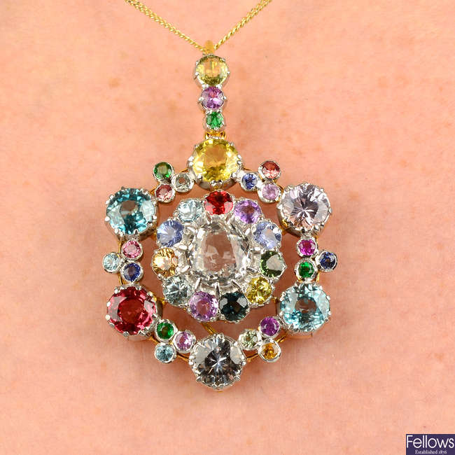 A multi-gem cluster pendant.