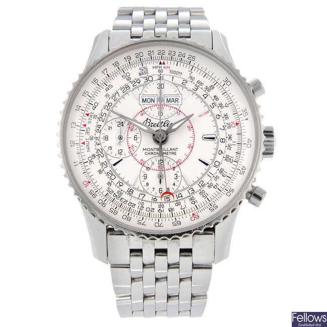 BREITLING - a gentleman's stainless steel Montbrilliant Datora chronograph bracelet watch.