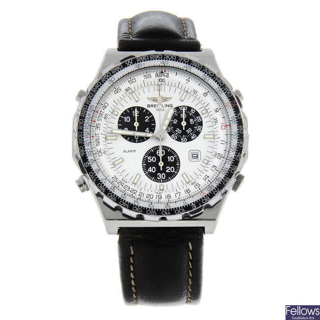 BREITLING - a gentleman's stainless steel Jupiter Pilot chronograph wrist watch.