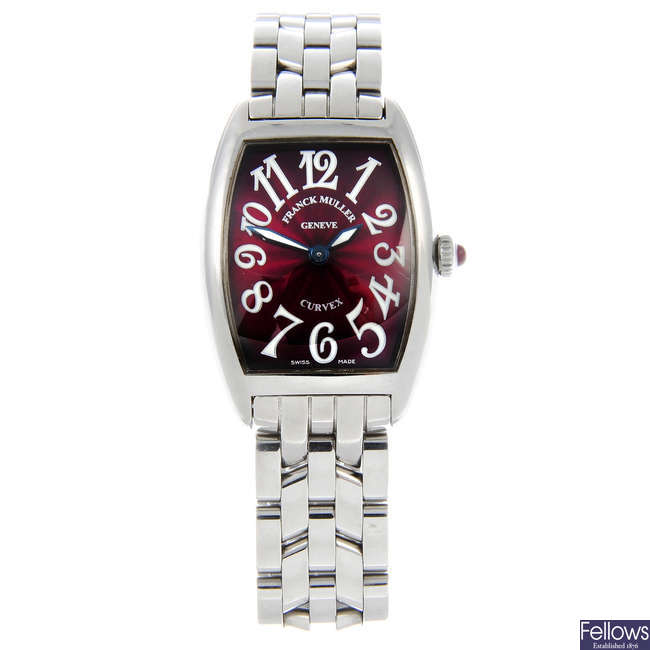 FRANCK MULLER - a lady's stainless steel Cintree Curvex bracelet watch.