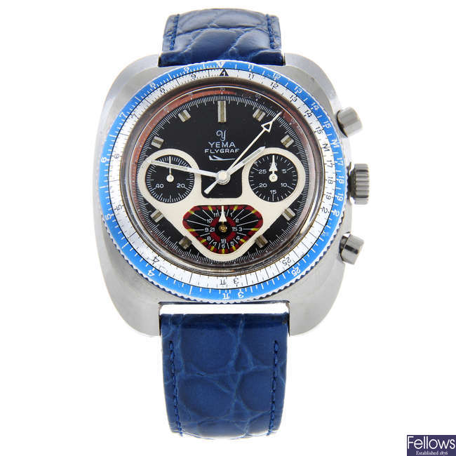 YEMA - a gentleman's stainless steel Flygraf chronograph wrist watch.