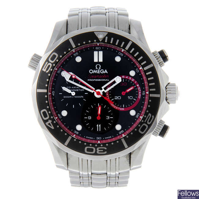 OMEGA - a limited edition gentleman's stainless steel Seamaster Diver ETNZ chronograph bracelet watch.