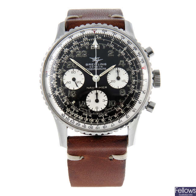 BREITLING - a gentleman's stainless steel Navitimer Cosmonaute wrist watch.