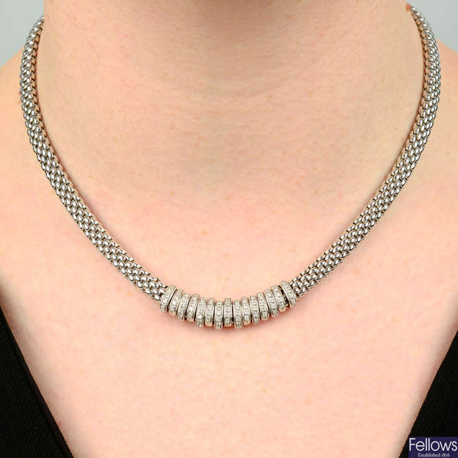 A mesh-link diamond 'Flex'it' necklace, by Fope.