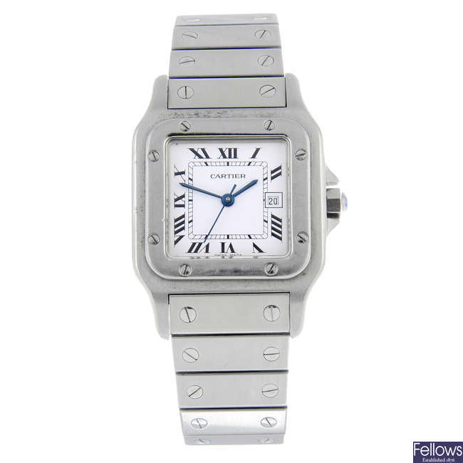 CARTIER - a stainless steel Santos bracelet watch, 29x29mm.