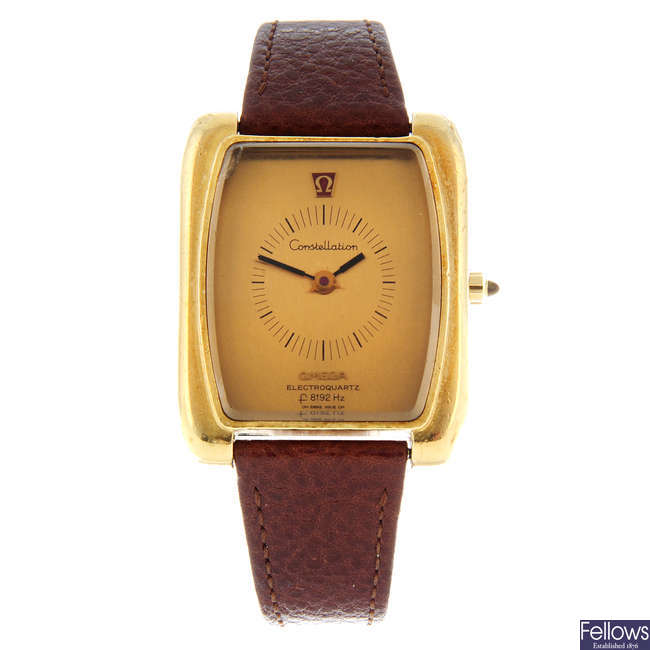 OMEGA - an 18ct yellow gold Constellation Electroquartz F8192Hz wrist watch, 35x36mm.