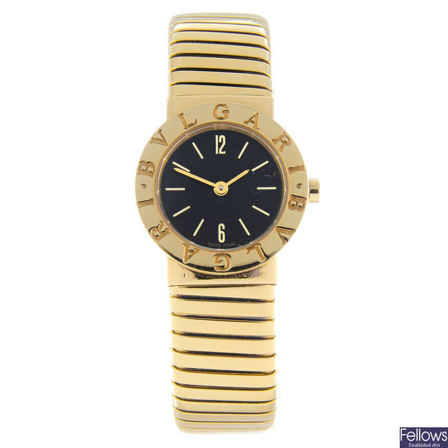 BULGARI - an 18ct yellow gold Tubogas bracelet watch, 23mm.
