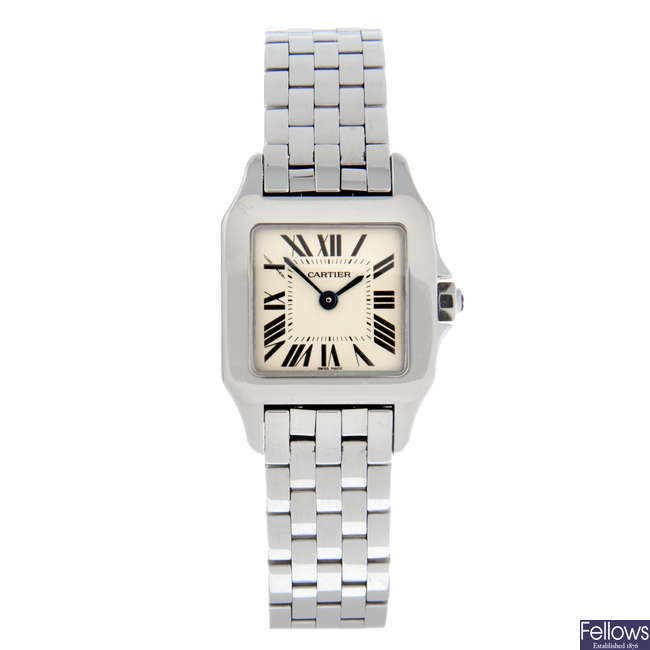CARTIER - a stainless steel Santos Demoiselle bracelet watch, 20x20mm.
