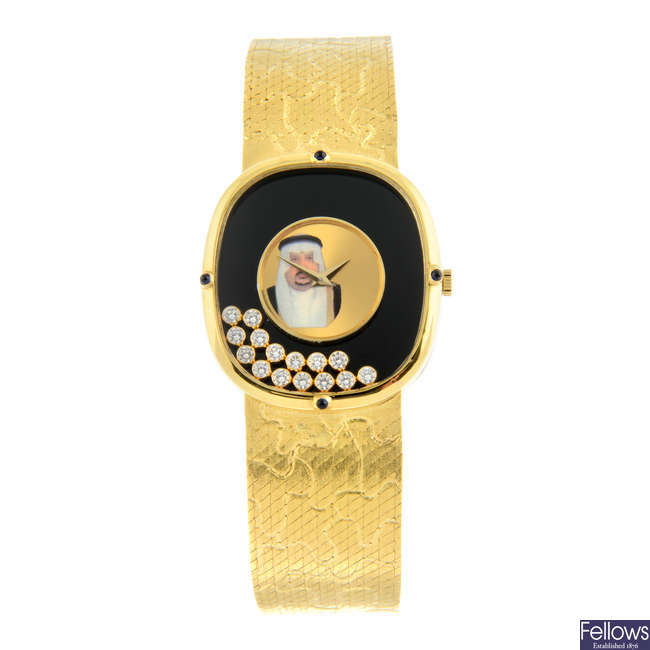 CHOPARD - a yellow metal diamond set bracelet watch, 30mm.