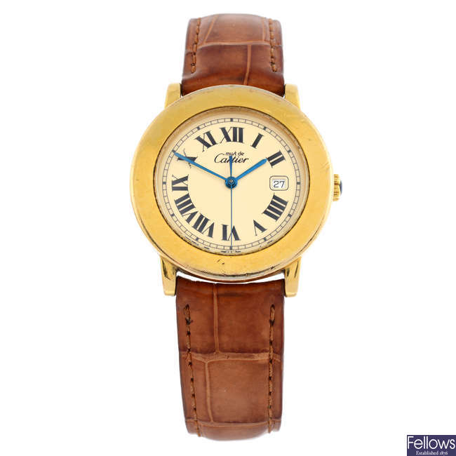 CARTIER - a gold plated Must de Cartier wrist watch, 32mm.