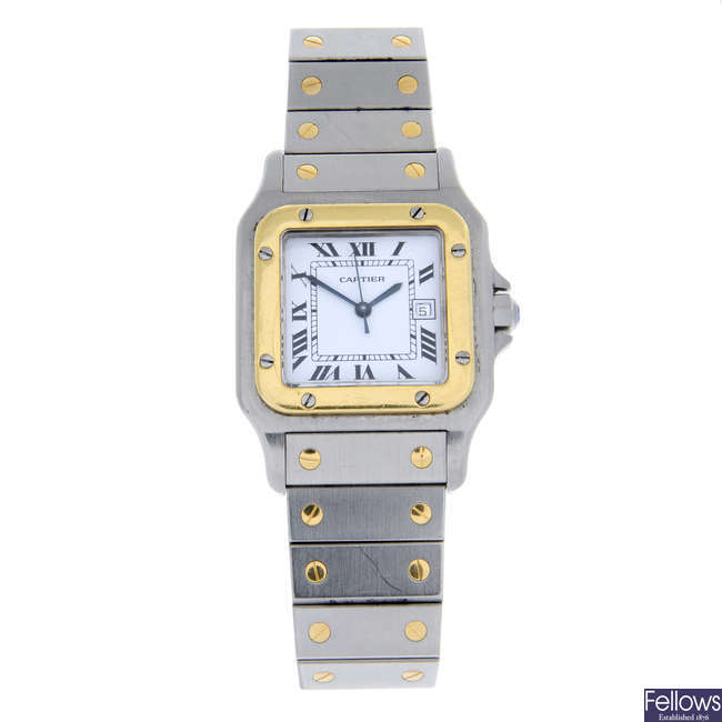CARTIER - a bi-metal Santos Galbée bracelet watch, 30x30mm