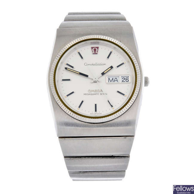 OMEGA - a stainless steel Constellation Megaquartz F32KHz bracelet watch, 37mm.
