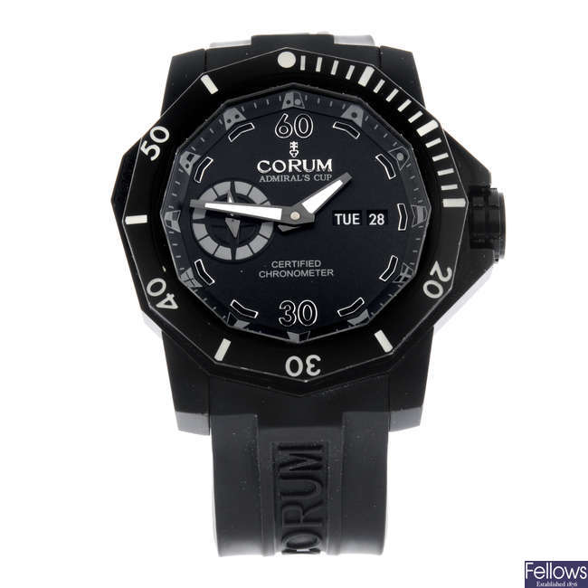 CORUM - a PVD-treated titanium Admiral's Cup Seafender Deep Hull 48 wrist watch, 46mm.