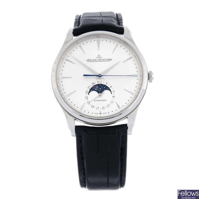 JAEGER-LECOULTRE - a stainless steel Master Ultra-Thin Moonphase wrist watch, 38mm.