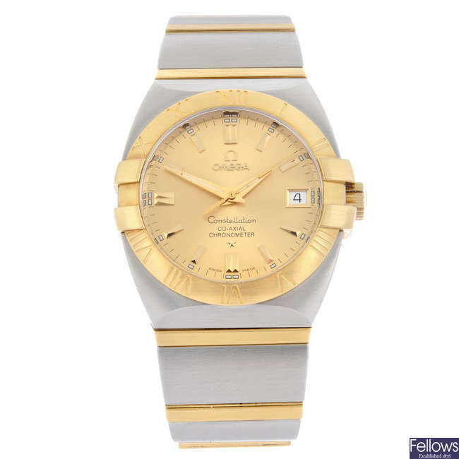 OMEGA - a bi-metal Constellation Double Eagle Co-Axial bracelet watch, 36mm.