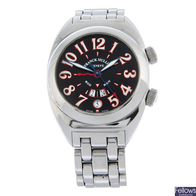 FRANCK MULLER - a stainless steel TransAmerica 2000 Big Ben GMT Alarm bracelet watch, 40mm.