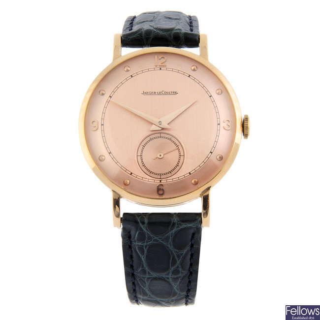 JAEGER-LECOULTRE - a rose metal wrist watch, 35mm.