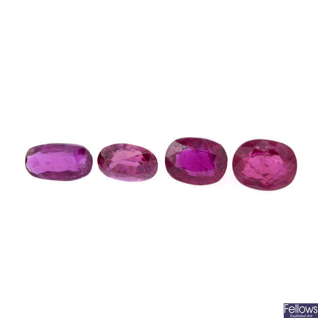 Four oval-shape rubies, 2.31ct