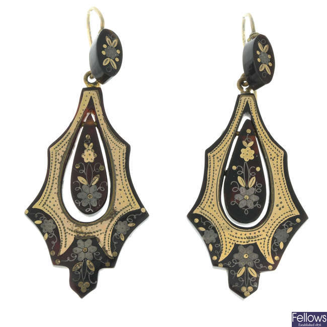 Victorian tortoiseshell pique earrings