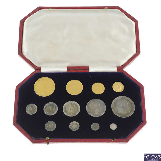 United Kingdom. Edward VII AR & AV Specimen Coin Set.