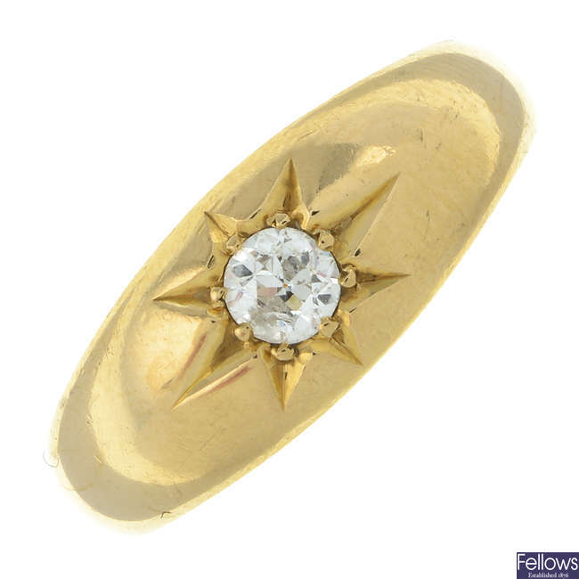Edwardian 18ct gold diamond single-stone ring