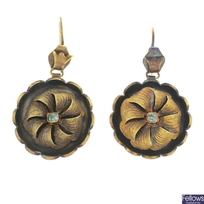 Victorian gold emerald earrings
