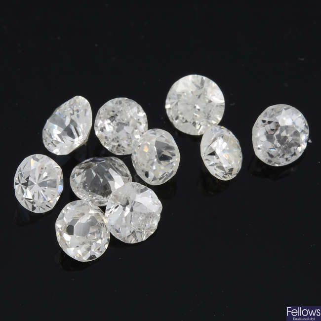 Ten vari-cut diamonds, 1.73ct