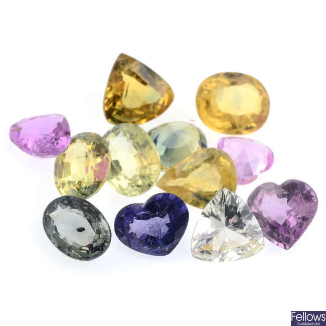 Vari-shape & hue sapphires, 11.44ct