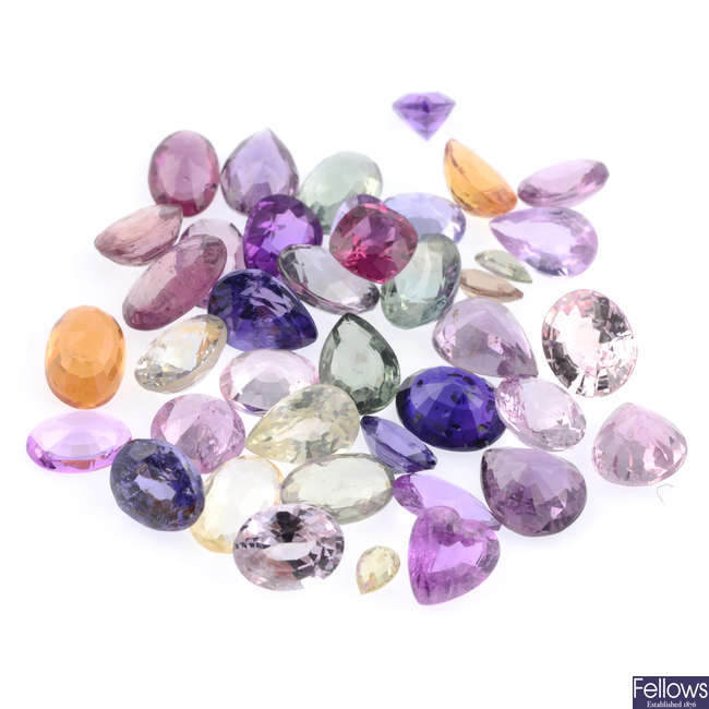 Vari-shape & hue sapphires, 20.46ct