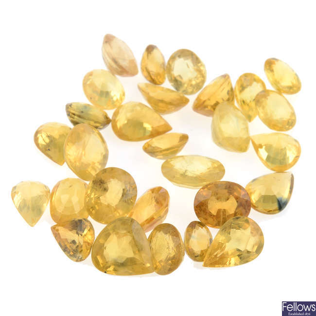 Vari-shape yellow sapphires, 21.20ct