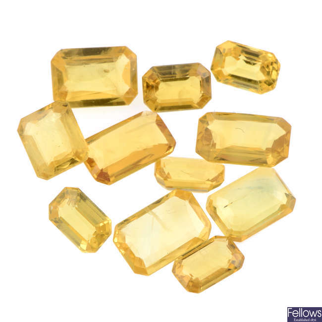 Rectangular-shape yellow sapphires, 10.67ct