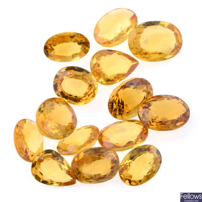 Oval-shape orange sapphires, 16.24ct