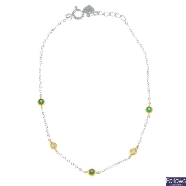 18ct gold diamond & emerald bracelet