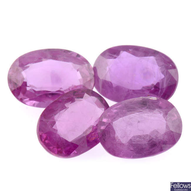Four oval-shape pink sapphires, 3.61ct
