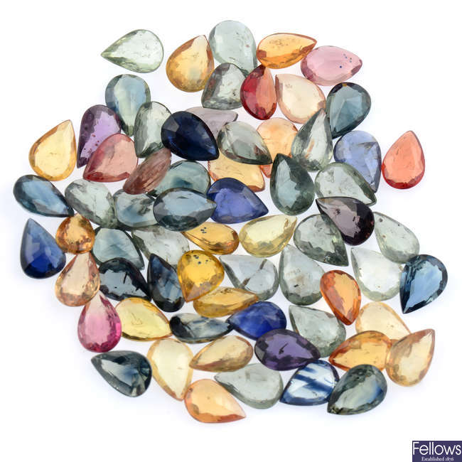 Pear-shape sapphires, 45.35ct