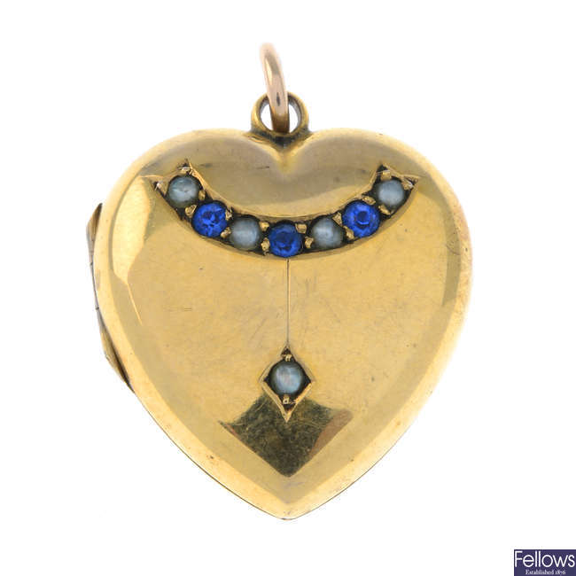 Victorian gem-set heart locket pendant