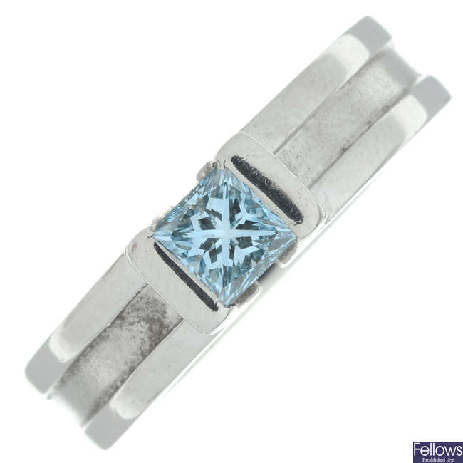 Platinum 'blue' diamond single-stone ring