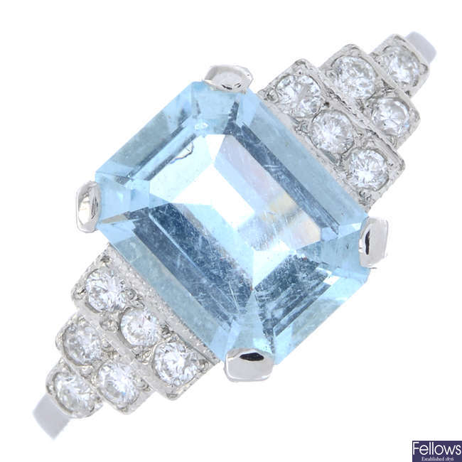 Aquamarine & diamond ring