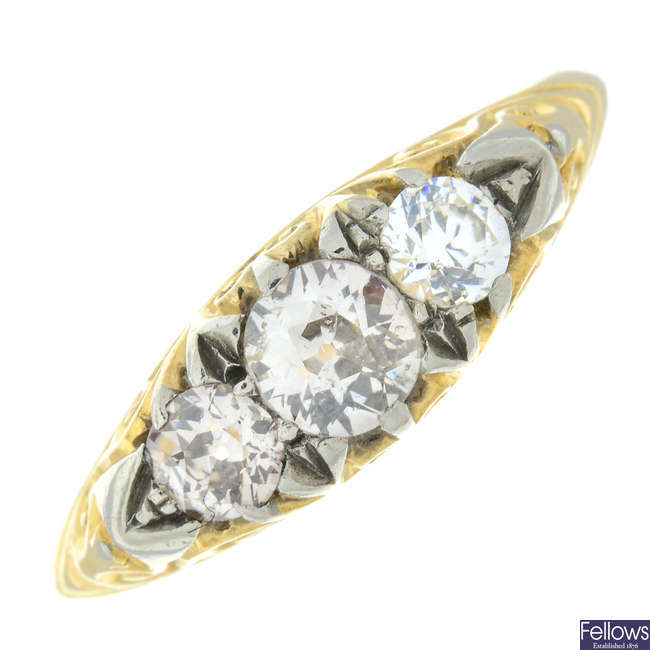 Mid 20th 18ct gold diamond & paste ring