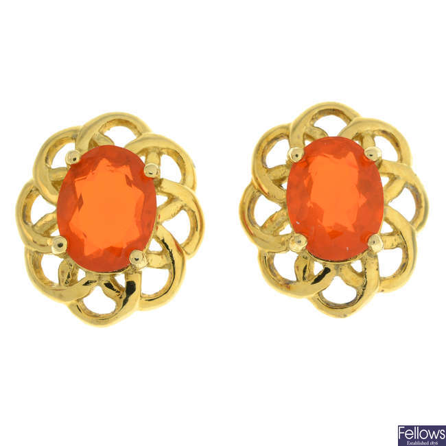 9ct gold fire opal earrings