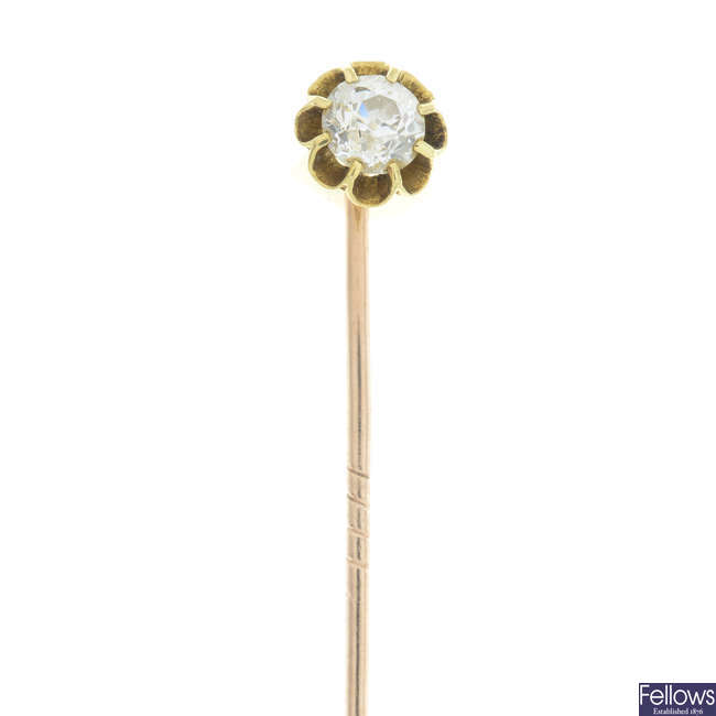 Early 20th century old-cut diamond stick pin