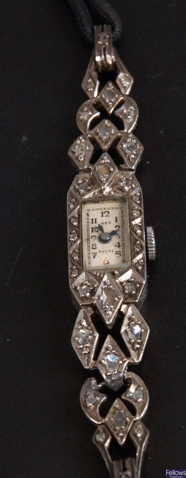 Diamond set cocktail watch with rectangular